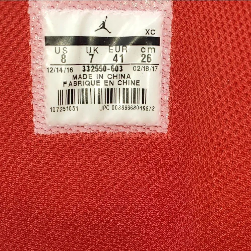 NIKE AIR JORDAN 1 2016 RETRO HIGH TRIPLE GYM RED SUEDE [332550-603] Size 8